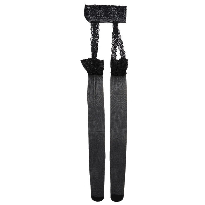 大码纯欲胖mm蕾丝吊带袜吊袜一体透明黑色性感长筒过膝丝袜200斤 白色 均码 加大码（130-200斤）