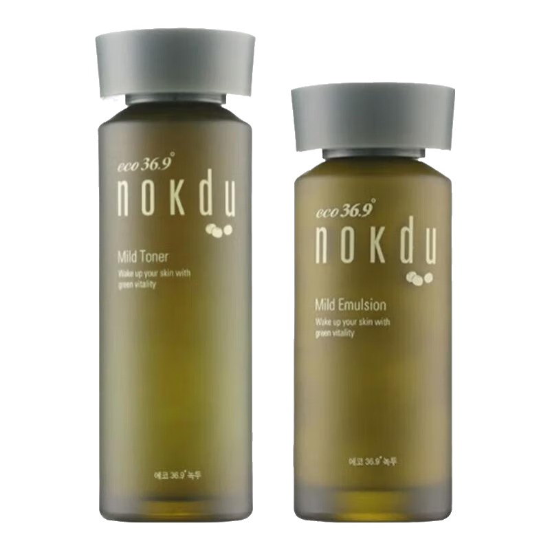 高丽雅娜（Coreana）韩国绿豆nokdu美颜柔肤洗面奶水乳防晒精华护肤品套装 美颜柔肤水+乳液