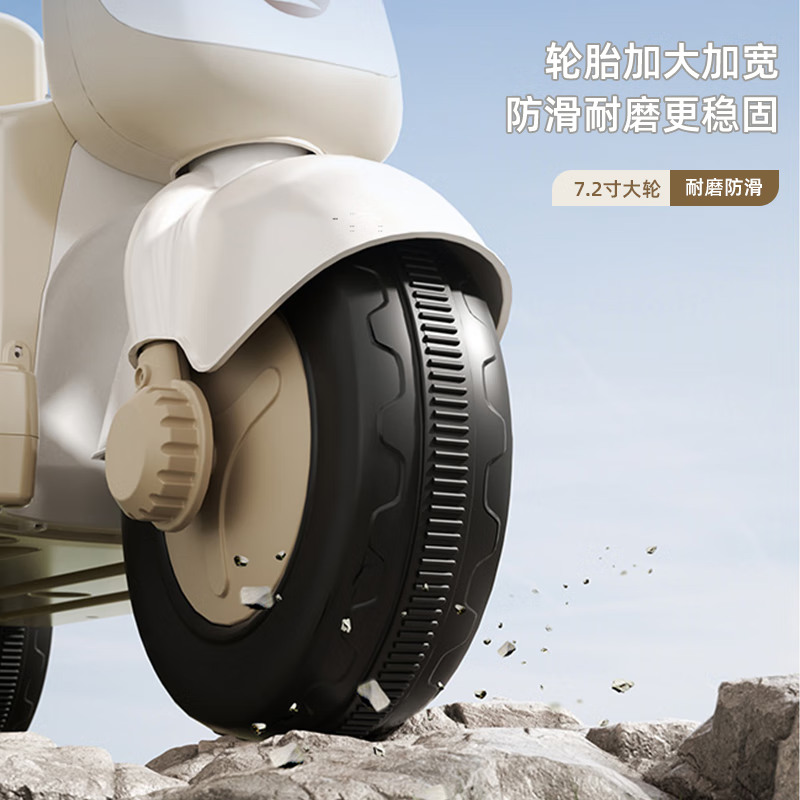 孩儿乖儿童电动摩托车三轮车可坐大人男女宝宝车小孩充电双人遥控玩具车 樱花粉+双驱+遥控+12V电瓶 双驱动