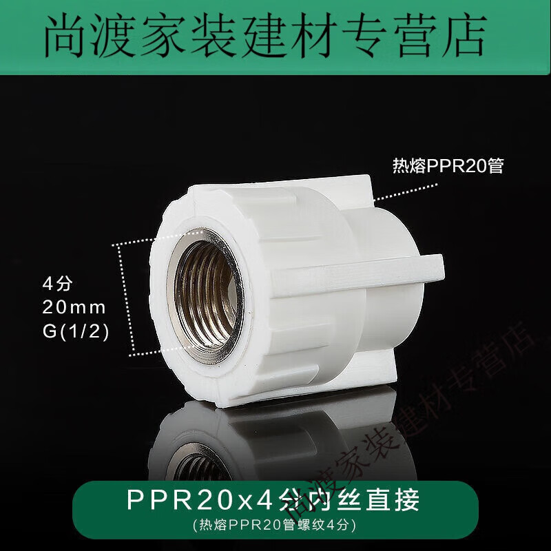 ppr水管配件PPR内丝直接热熔水管配件4分206分251寸自来水管件接头内外牙直接 PPR20x4分内丝直接(碳钢) 1个装