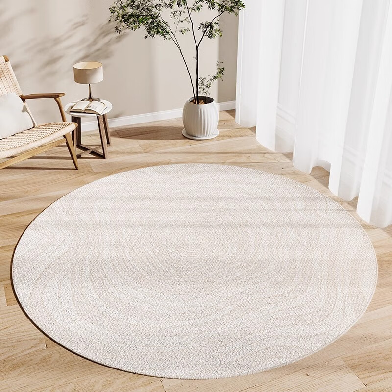 圣瓦伦丁圆形地毯客厅高级感加厚卧室床边毯沙发地垫隔音防滑转椅垫子80cm
