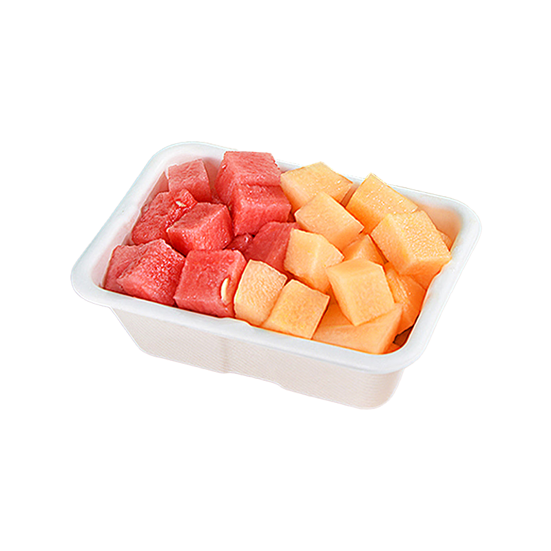 屋田一次性飯盒甘蔗紙漿可降解環(huán)保餐盒外賣打包盒450型50套帶蓋