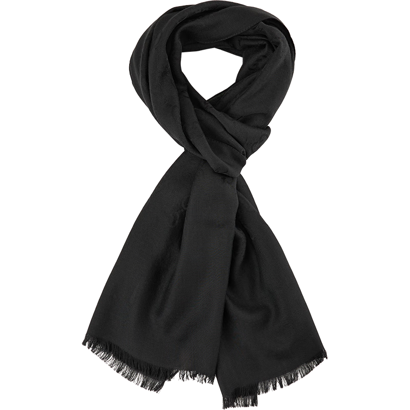 古馳（GUCCI）男女同款經(jīng)典雙G雙面印花流蘇爆款圍巾黑色 165904 3G646 1000