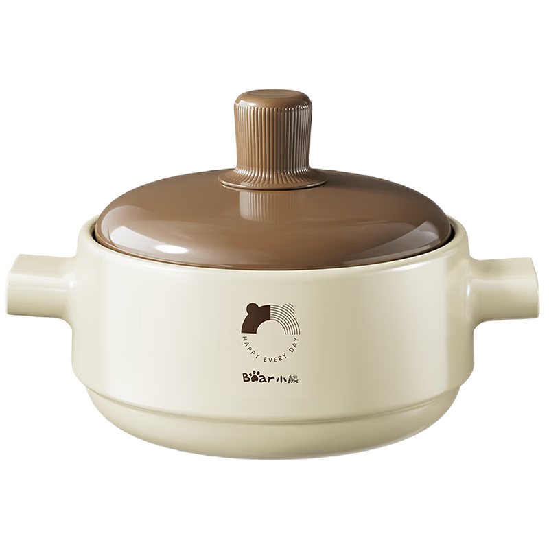 小熊（Bear）砂鍋 煲仔飯燉鍋耐高溫不開裂 1.5L小沙鍋 煲湯陶瓷鍋JG015-P01