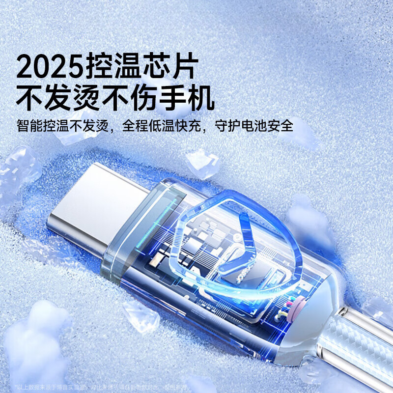 猎弗蒙120W超级闪充Type-C渐变数据线适用华为适用小米适用荣耀100/200/300编织6A充电器线手机通用 浅眠蓝【120W极速闪充】2米丨渐变冰晶