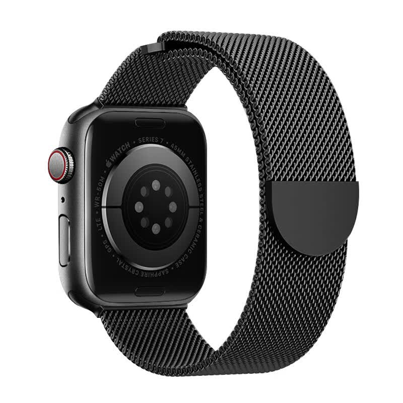 适用iwatchS11苹果表带applewatch9米兰尼斯金属磁吸时尚男女表带 黑色【双节圆尾-米兰尼斯】 42/44/45/49MM【S10/11 46mm