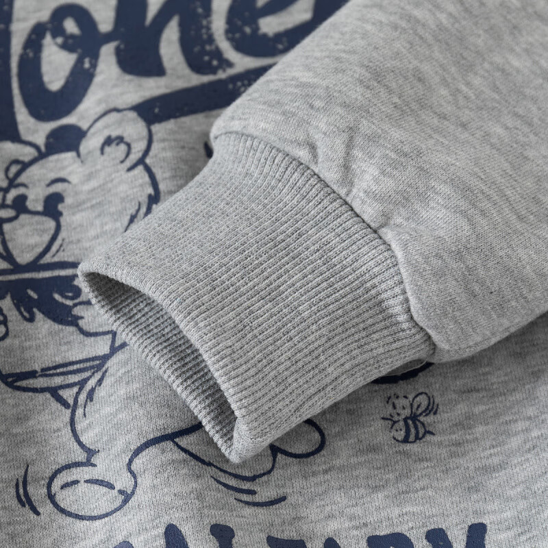 WELLKIDS春季儿童假两件卫衣新款韩版童装男童可拆卸领外套潮宝宝上衣 藏青HONEY熊 110