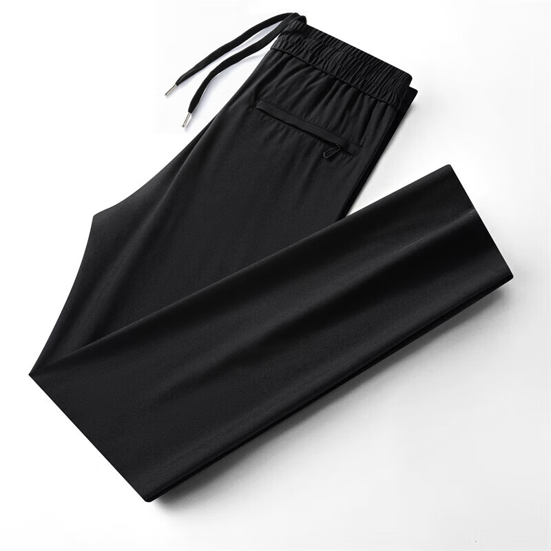 尺度保罗男士休闲裤春夏季薄款冰丝免烫抗皱休闲宽松直筒长裤子爸爸裤 NJ528灰色 4XL 推荐190-210斤