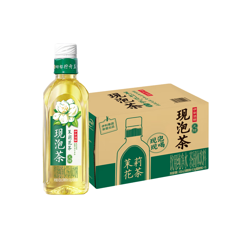 伊利伊刻活泉现泡茶茉莉花茶饮料 无糖饮料 0糖0卡455ml*15瓶/整箱