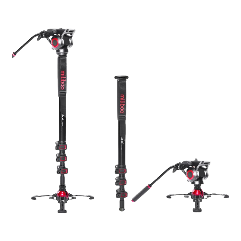 miliboo MTT705碳纤维独脚架 液压阻尼便携摄影摄像单反相机单脚架稳定器摄像机独角架 705III-AL铝合金 （含液压云台套装）