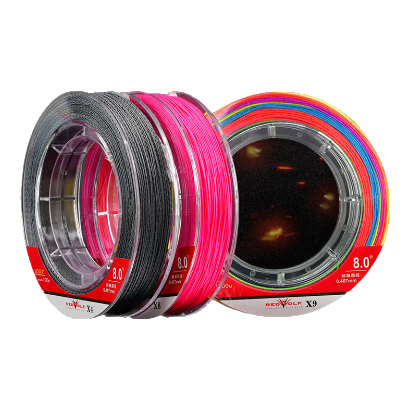 紅狼（RED WOLF）紅狼EGT PE魚線 路亞線 防咬 路亞海釣筏釣魚線 8編 100米 （一米一色） 0.6