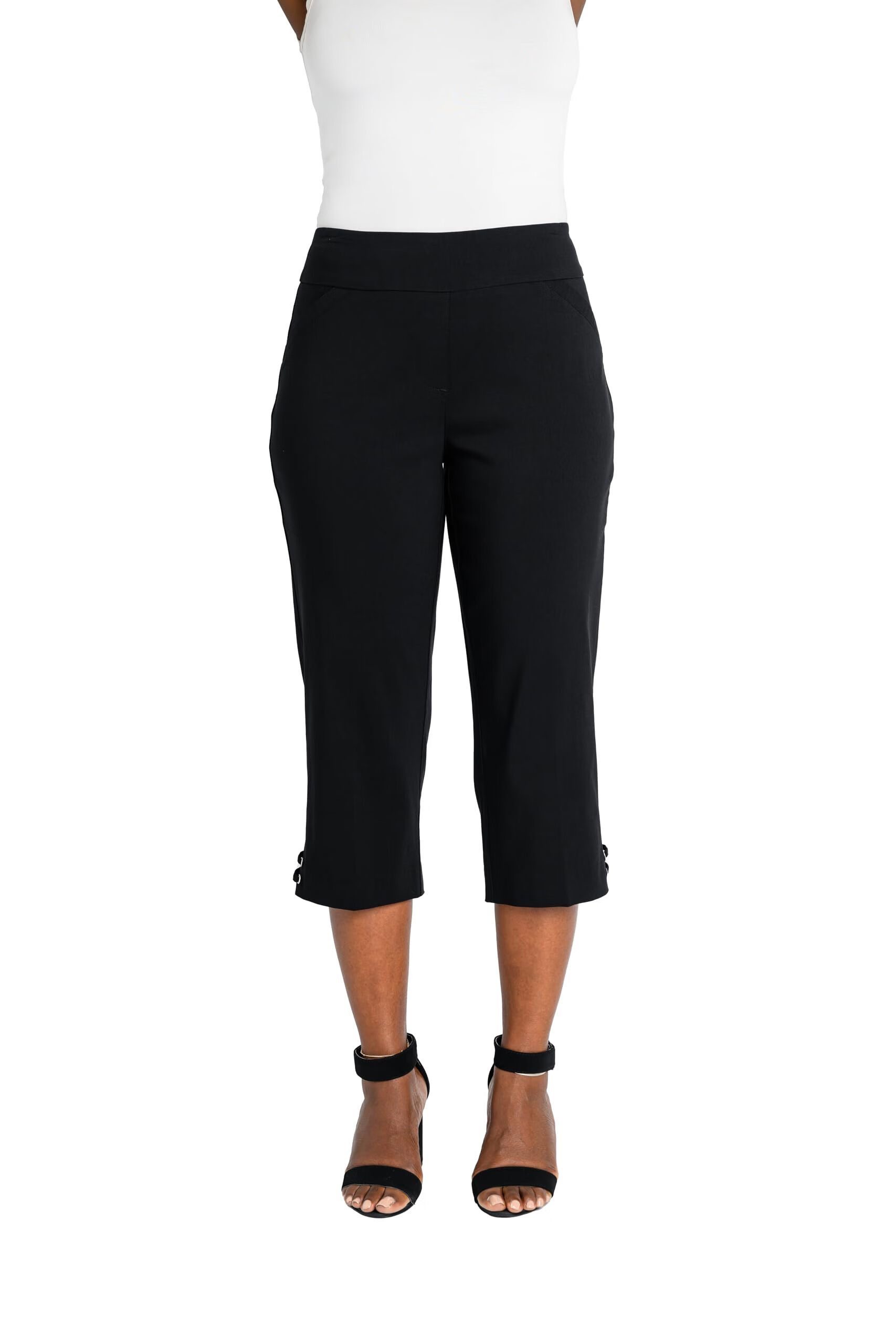 Briggs New York 女式套穿系带下摆七分裤,黑色,10, 黑色 黑色 10