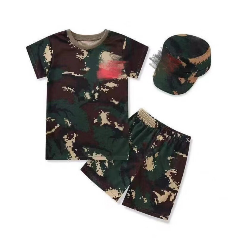 服夏季男女童中小学生迷彩短袖夏令营新款运动速干 猎人短袖短裤套装