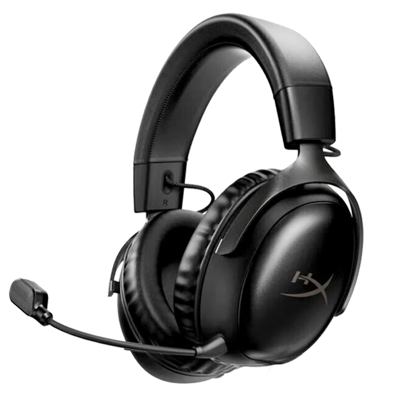 極度未知（HYPERX）颶風(fēng)2升級款颶風(fēng)3 頭戴式游戲電競耳機電腦耳麥 吃雞游戲耳機 適配三角洲行動(dòng) 【颶風(fēng)3S無(wú)線(xiàn)加強版黑色】200h續航 頭戴式游戲耳機