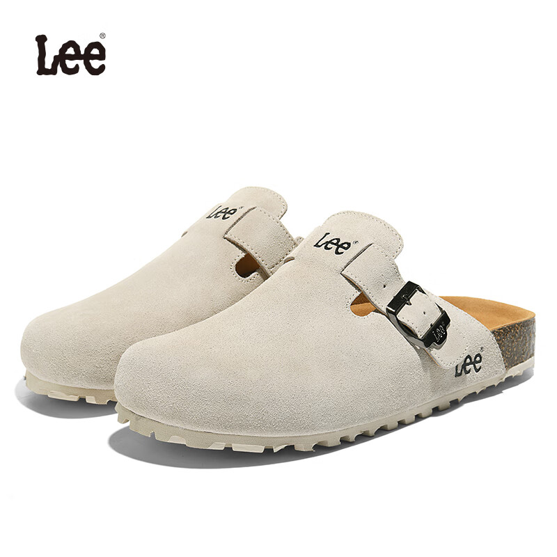 百亿补贴:Lee勃肯鞋男士拖鞋2025新款透气高端凉拖一脚蹬外穿防滑包头鞋情侣款 米白色 41 (255mm) 349元