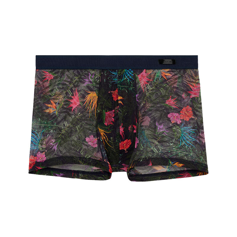 HOM男士蕾丝内裤舒适透气裆部无痕四角平角短裤头 黑色 S