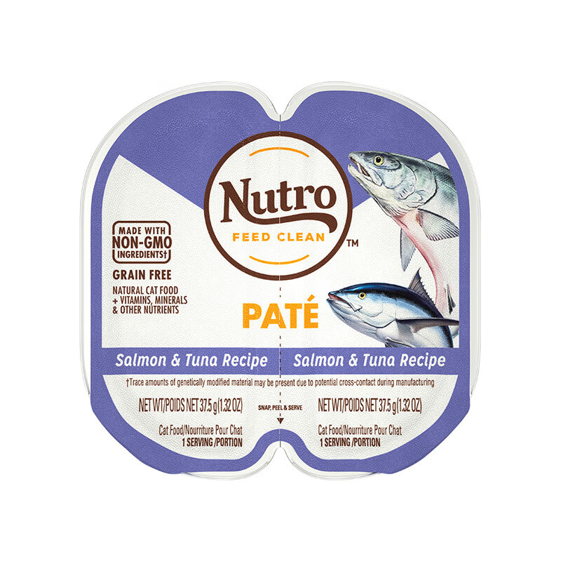 美士（Nutro）Nutro美士一分為二貓罐頭進(jìn)口餐盒吞拿魚三 三文魚及吞拿魚 75g*5盒