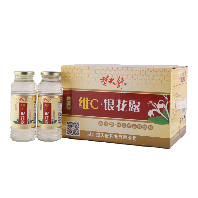 楚天舒降火龙维c银花露蜂蜜味浓缩金银花露整箱饮料水 340ml*6瓶