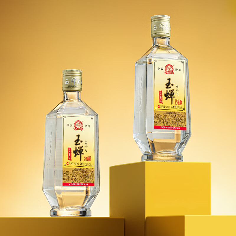 玉蝉老酒泸州玉蝉大曲 52度浓香型白酒500ml高粱小麦经典纯固态法发酵酿造 52度 500mL 1瓶 大曲光瓶单瓶