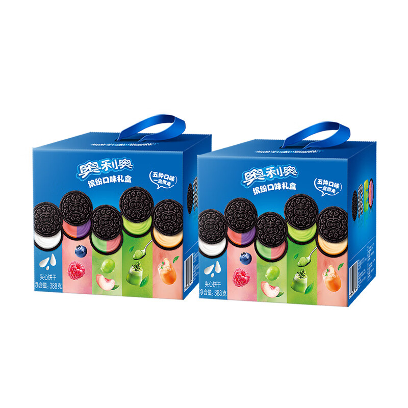 奥利奥【王鹤棣同款】缤纷礼盒5种夹心饼干388g*2休闲零食大礼包 缤纷口味礼盒*2(5口味共40小包)
