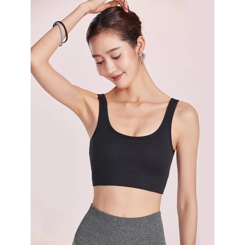 暴走的蘿莉(sylphlike loli)運(yùn)動(dòng)內(nèi)衣女中強(qiáng)度瑜伽服防下垂背心防震健身文胸 午夜黑 S