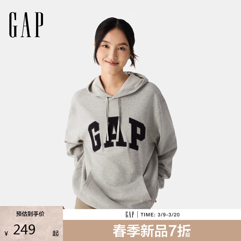 GAP男女装2025春季新款贴布绣logo连帽衫卫衣经典上衣美版