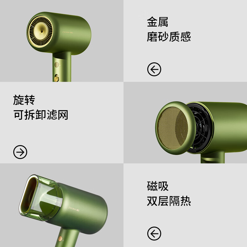 直白【国家补贴】水离子电吹风机家用大风力速干吹风筒大功率冷热循环风定制礼盒七夕情人节礼物 HL6绿