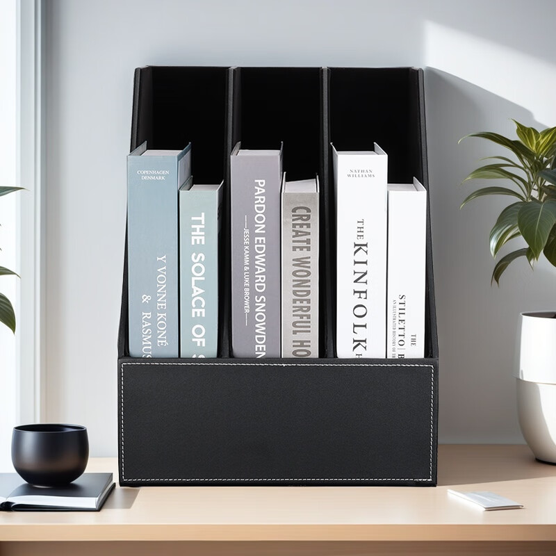 利蓝（LEADLAND）桌上文件架立式文件筐多层文件框书架资料档案架文件整理收纳置物架财务会计经理办公用品 【商务办公之选】黑色三联A113