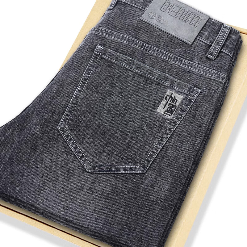 七匹狼夹克专家男士牛仔裤夏季薄款2025新款宽松直筒春秋款裤子潮流修身长裤 6828烟灰色 夏季 薄款 薄款 35