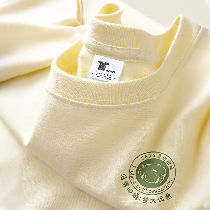 茵蓁260克重磅純棉t恤定制印logo團(tuán)體聚會班服文化衫工作服圓領(lǐng)短袖 【定制請聯(lián)系客服】 S