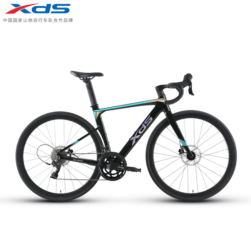 喜德盛公路自行车2025款RC500铝合金破风车架20速油碟成人进阶型单车 黑/镭射银 480mm（适合身高165-175cm）