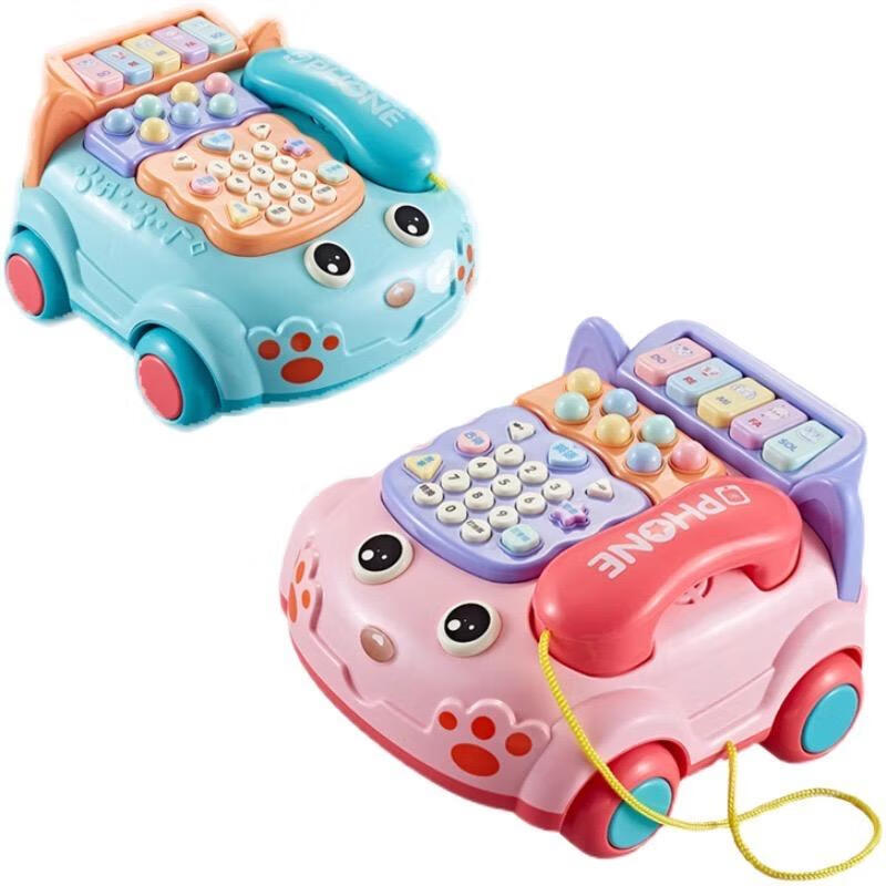 MPPMCK婴儿电话玩具婴儿童玩具仿真电话机幼儿宝宝音乐手机早教 粉色-中号电话【电池版】