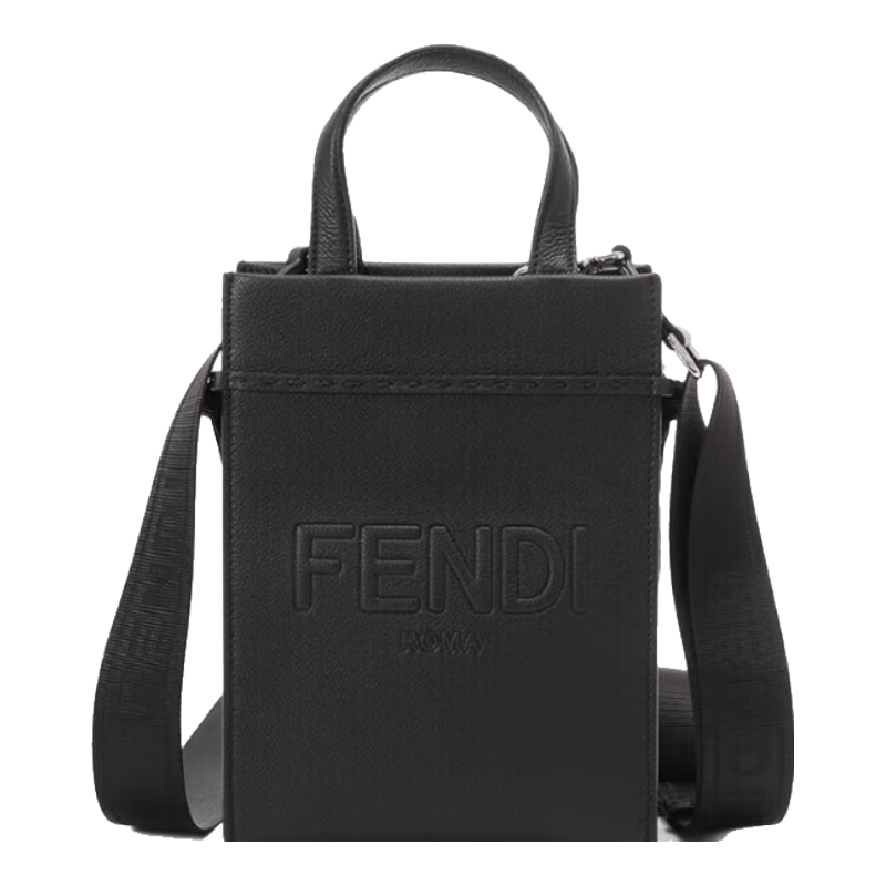 芬迪（FENDI）男士牛皮Go To迷你托特包手提单肩斜挎包男包礼物男 7VA584 AMAC F0GXN 黑色