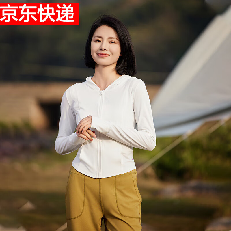 LULULOMDDW瑜伽外套女夏季冰丝防晒收腰女士户外骑行凉感上衣普拉提健身服女 白色 S