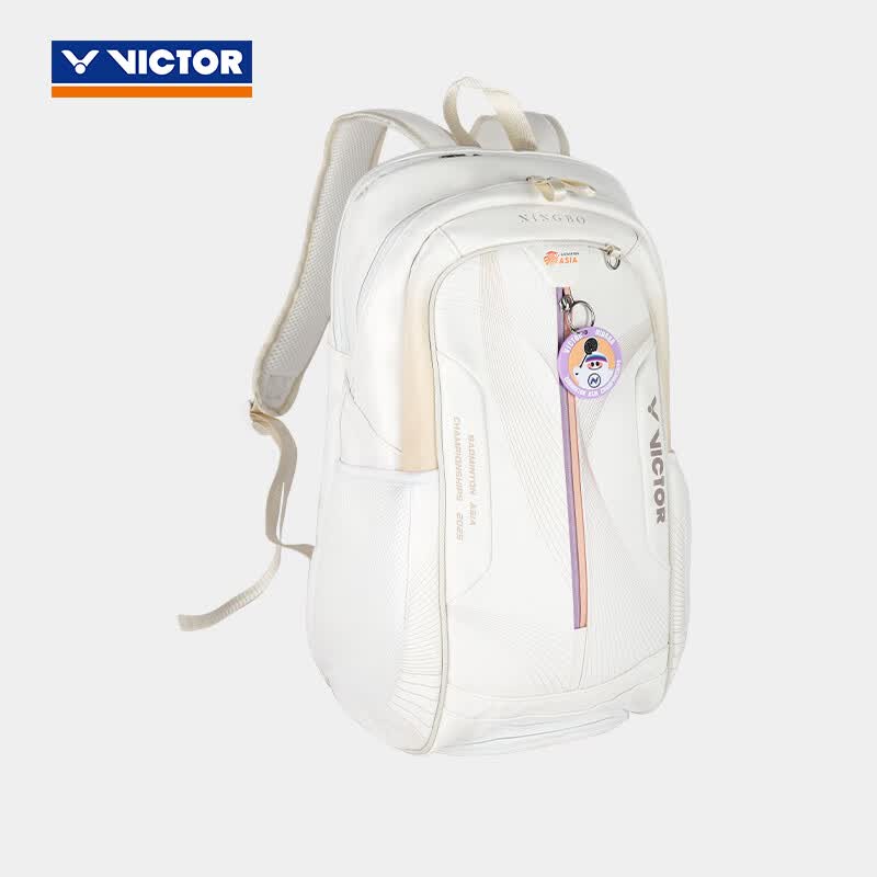 VICTOR威克多胜利羽毛球包2025亚锦赛纪念双肩背包多功能运动背包球拍层 BR5023BAC25-L（群星白）