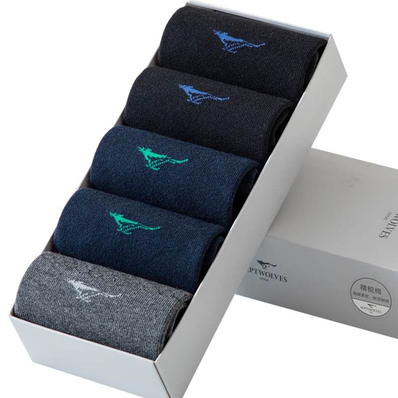 七匹狼襪子男純棉秋冬季休閑男襪中高筒襪子時(shí)尚男襪吸汗透氣棉襪 精梳棉常規(guī)款中筒襪 深色隨機(jī) 5雙