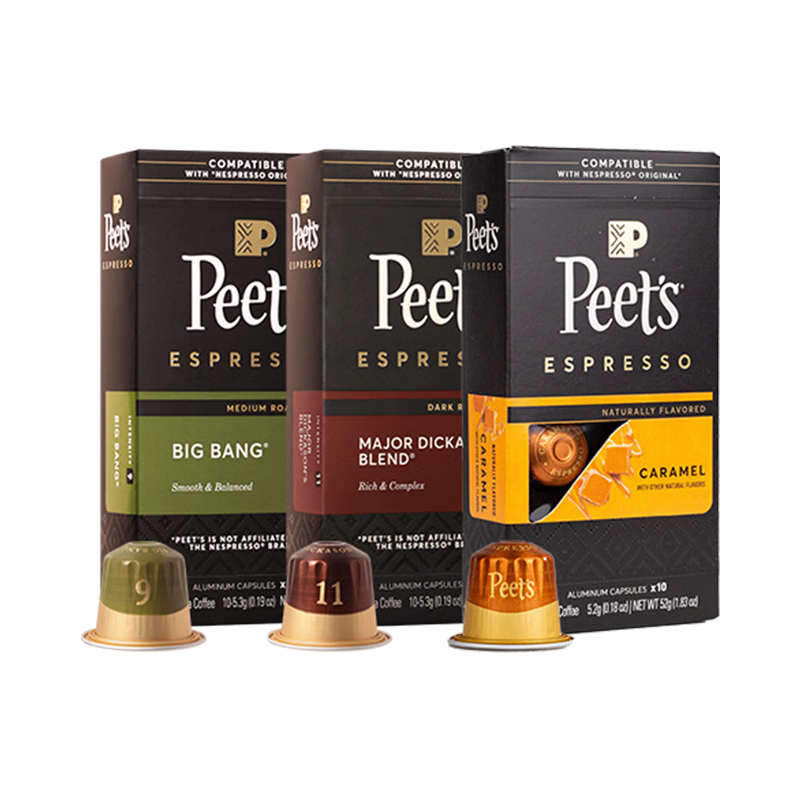Peet's Coffee皮爺膠囊咖啡3盒30顆混裝（創(chuàng)世巨星*1+迪克森少校*1+焦糖*1）