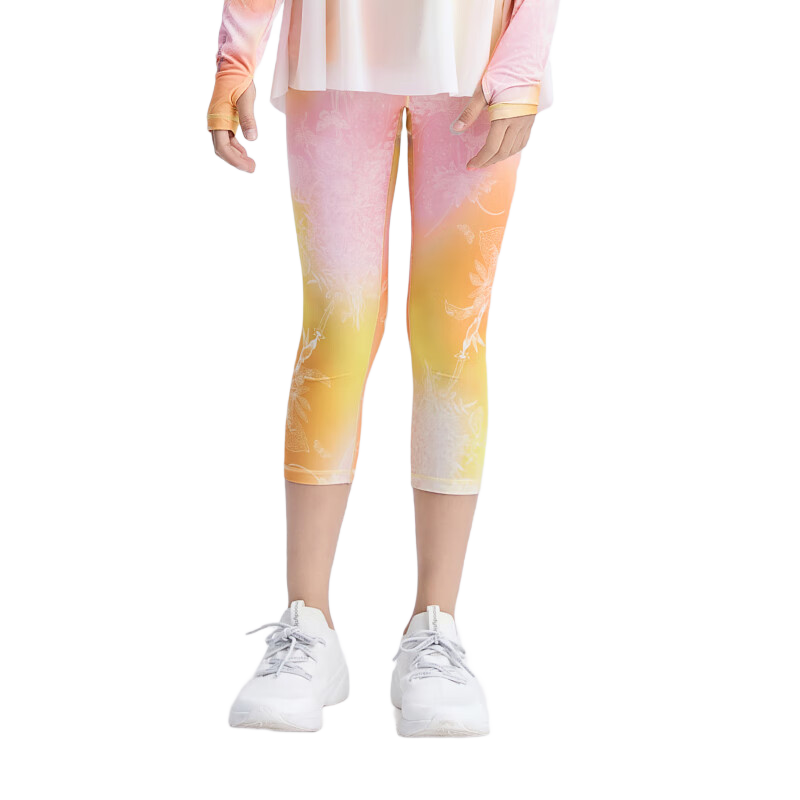 moodytiger【仙女家族】女童緊身褲涼感防曬25年夏季新品高彈速干兒童七分褲