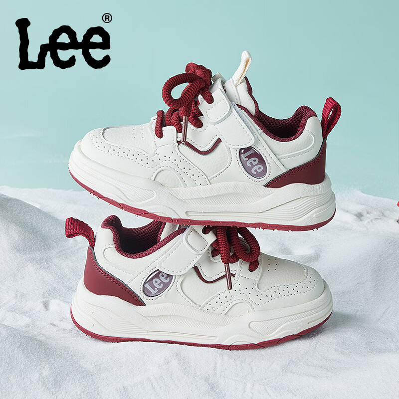 Lee儿童运动鞋春季小白鞋女童百搭软底轻便男童运动休闲鞋 白黑 27 【建议脚长164-169mm】