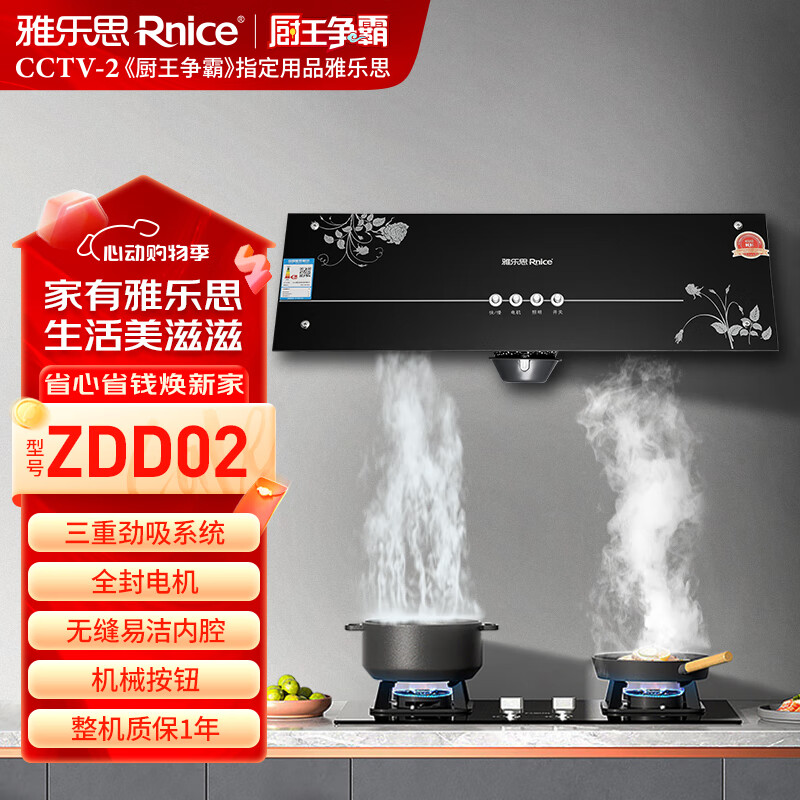雅乐思ZDD02+2195中式烟灶套装 线条照明灯直排直吸四键按键开关 台嵌两用猛火燃气灶（质保1年-门店自装 液化气