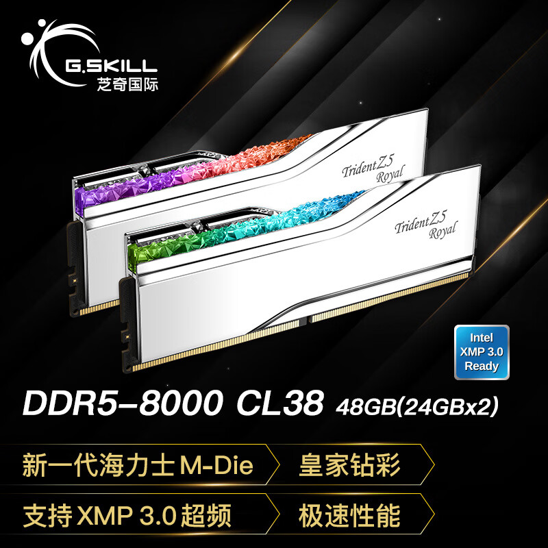 G.SKILL֥棨G.SKILL48GB(24Gx2)װ DDR5 8000Ƶ ̨ʽڴ-ʼRGB-ɫ/C38 2586.01Ԫ