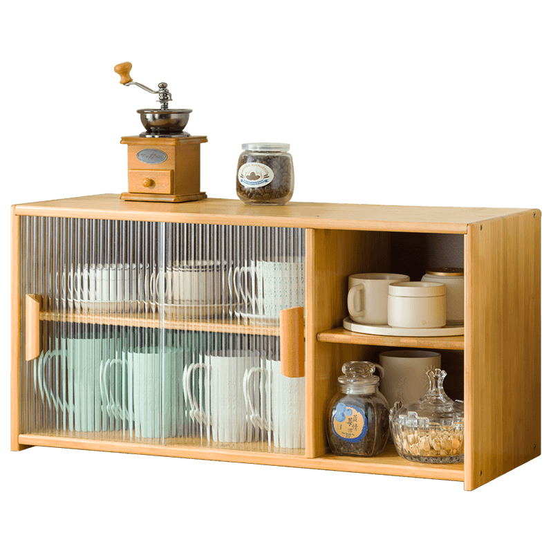 木马人家用杯架置物架玻璃杯茶杯酒水杯子收纳架杯具多层厨房台面沥水架耐用型客厅办公室桌面层架杯挂架 【长虹玻璃移门】原色-一层45长