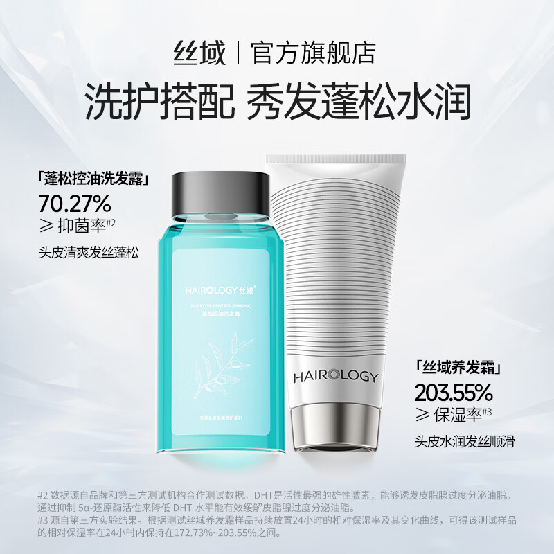 丝域养发蓬松控油洗发水不添硅油显发量清爽丝滑减少细软扁塌控油洗头膏 蓬松控油洗发露300ml*1