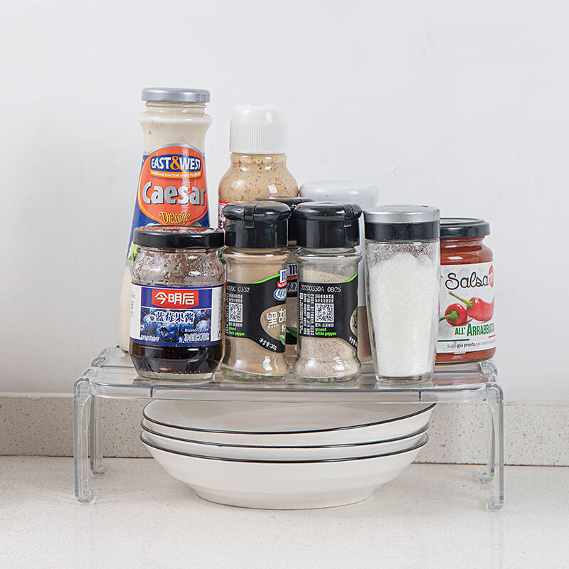 RSRDDY冰箱分层置物架2个装内部隔层放菜盘子支架剩菜分隔多功能收纳架 中号透明2个装