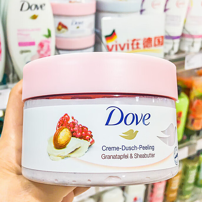 多芬（DOVE）德国Dove多芬石榴籽乳木果冰淇淋身体磨砂膏清洁 红石榴