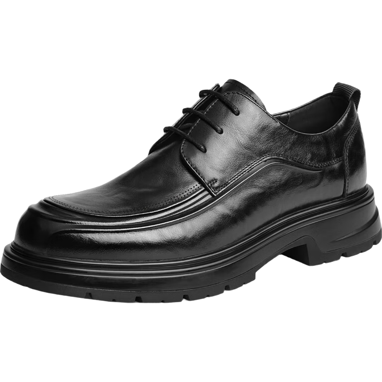 紅蜻蜓正裝皮鞋男士厚底增高德比鞋商務(wù)高端牛皮婚鞋WTA34287 黑色 41