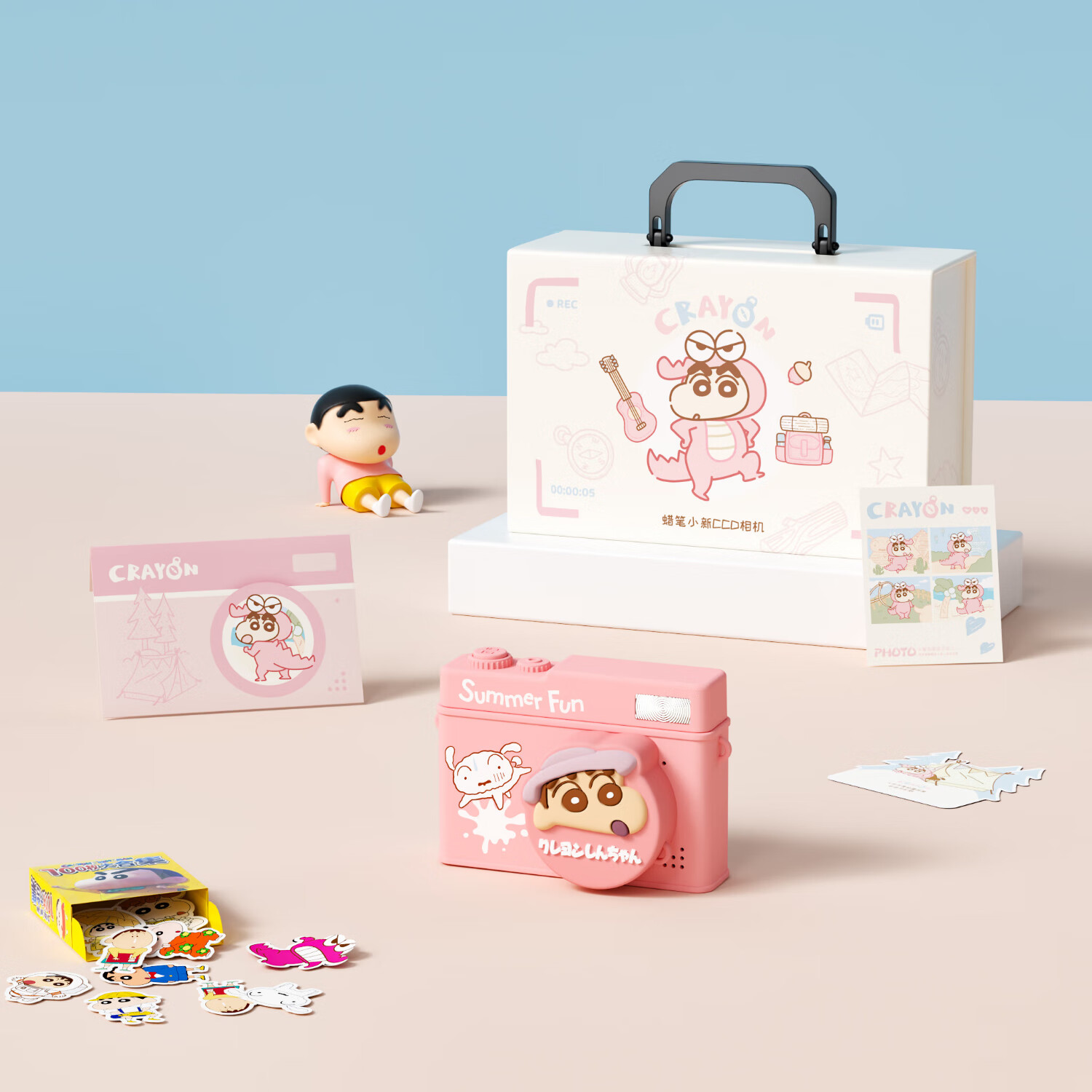 蜡笔小新新年礼物ccd数码相机礼盒生日送女生闺蜜学生校园旅游自拍立得vlog便携实用开学季送女友女孩儿童 【手提箱礼盒】粉色相机