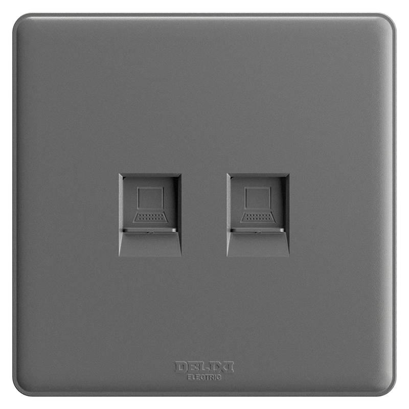 德力西（DELIXI）開關(guān)插座面板 CD815系列 二位八芯網(wǎng)絡(luò)電腦插座 星空灰