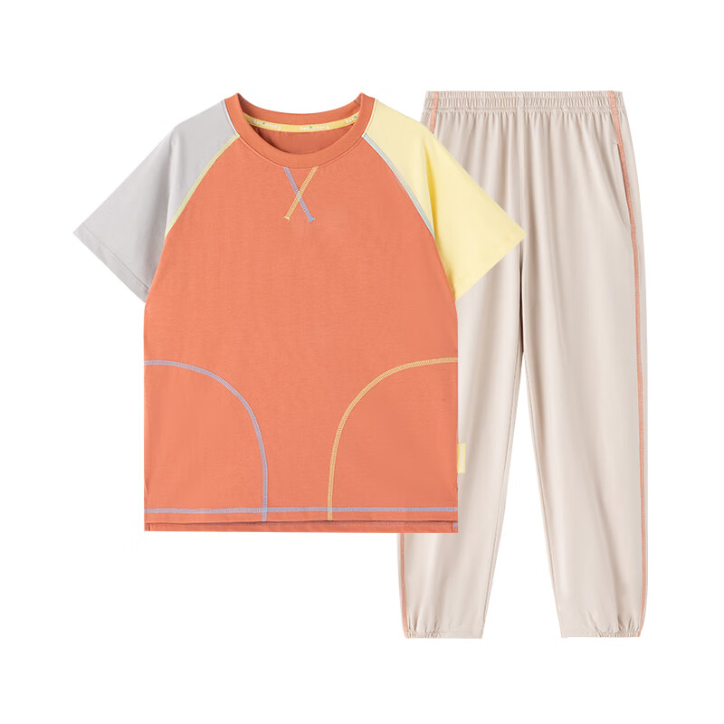 森林棠【找娃套装清凉夏日版】26夏季【优质棉】亮色儿童短袖长裤 菊匠火舞 100