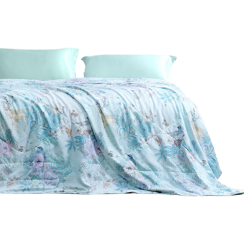 富安娜蚕丝被子100%蚕丝夏凉被 空调被芯夏薄被1.8斤 单人宿舍152x210cm